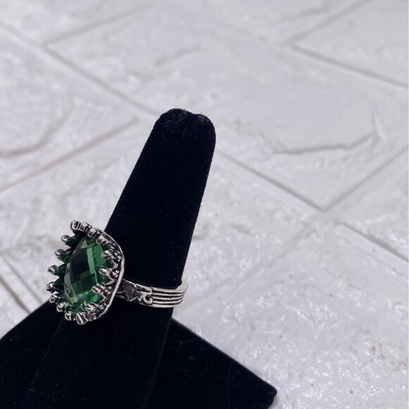 Princess Green Moonstone Gemstone 925 Silver Plated Ring Sz 7 Wedding Engagement - Picture 6 of 11